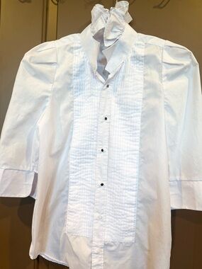 KMJ Kate McHale Jensen White Tuxedo Shirt Size X-Small